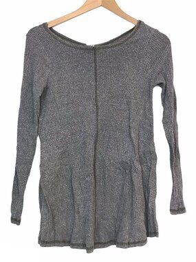 PPLA CLOTHING PEOPLE'S PROJECT LA Girls Gray Ribbed Long Sleeve Knit Tee Medium